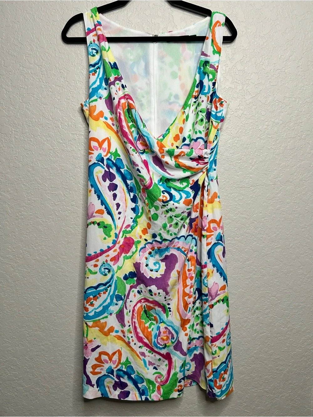 Lauren Ralph Lauren Colorful Paisley Faux Wrap Sleeveless Dress Size 6 - Picture 2 of 9